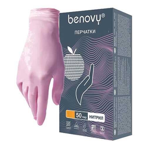 Розовые нитриловые перчатки BENOVY размер M 100 шт.50 пар Rubber Tech Ltd в Аптека Миницен