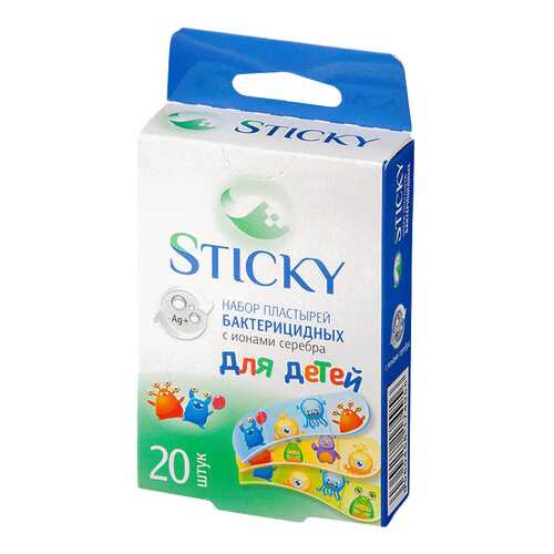 Пластырь бактерицидный Sticky с ионами серебра набор для детей 20 шт. в Аптека Миницен