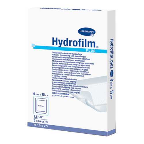 Прозрачная повязка HARTMANN Hydrofilm plus с впитывающей подушечкой 9 см х 15 см 5 шт. в Аптека Миницен
