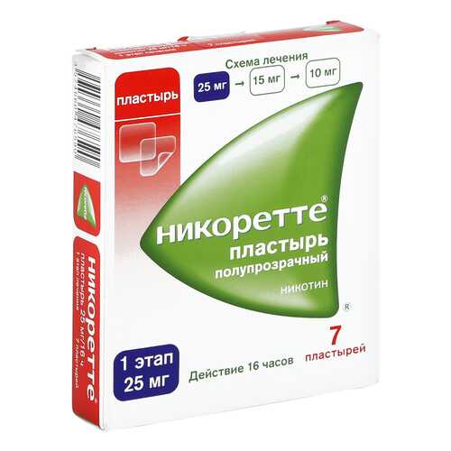 Никоретте пластырь 25 мг/16 ч полупрозрачная 7 шт. в Аптека Миницен