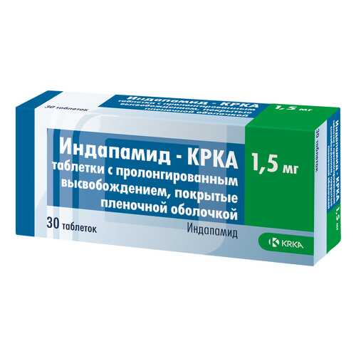Индапамид-КРКА таблетки пролонг.п.п.о.1,5 мг №30 в Аптека Миницен