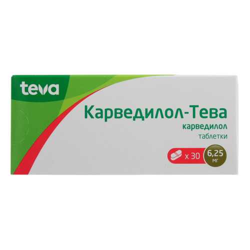 Карведилол-Тева таблетки 6,25 мг №30 в Аптека Миницен