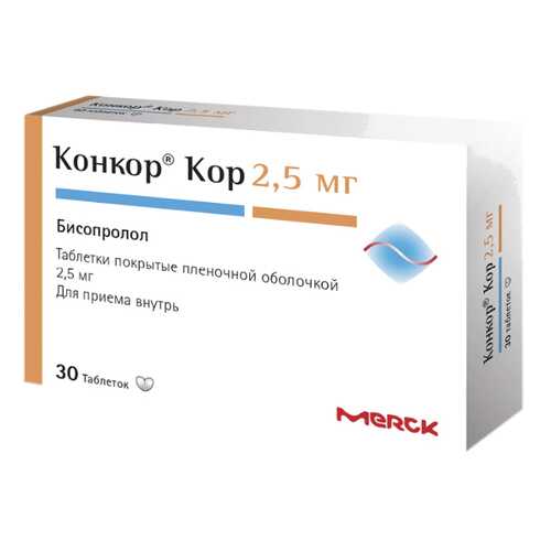 Конкор Кор таблетки, покрытые пленочной оболочкой 2,5 мг №30 в Аптека Миницен