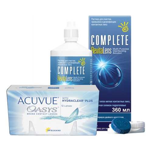 Контактные линзы Acuvue Oasys 12 линз R 8.8 -6.00 + Раствор Complete RevitaLens 360 мл в Аптека Миницен