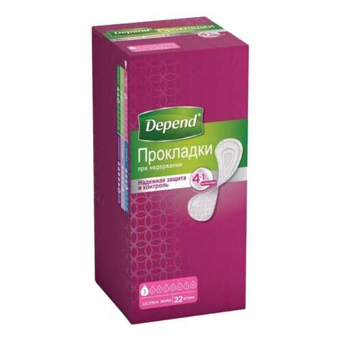 Прокладки Depend при недержании женские Ультра Мини, 22 шт. в Аптека Миницен